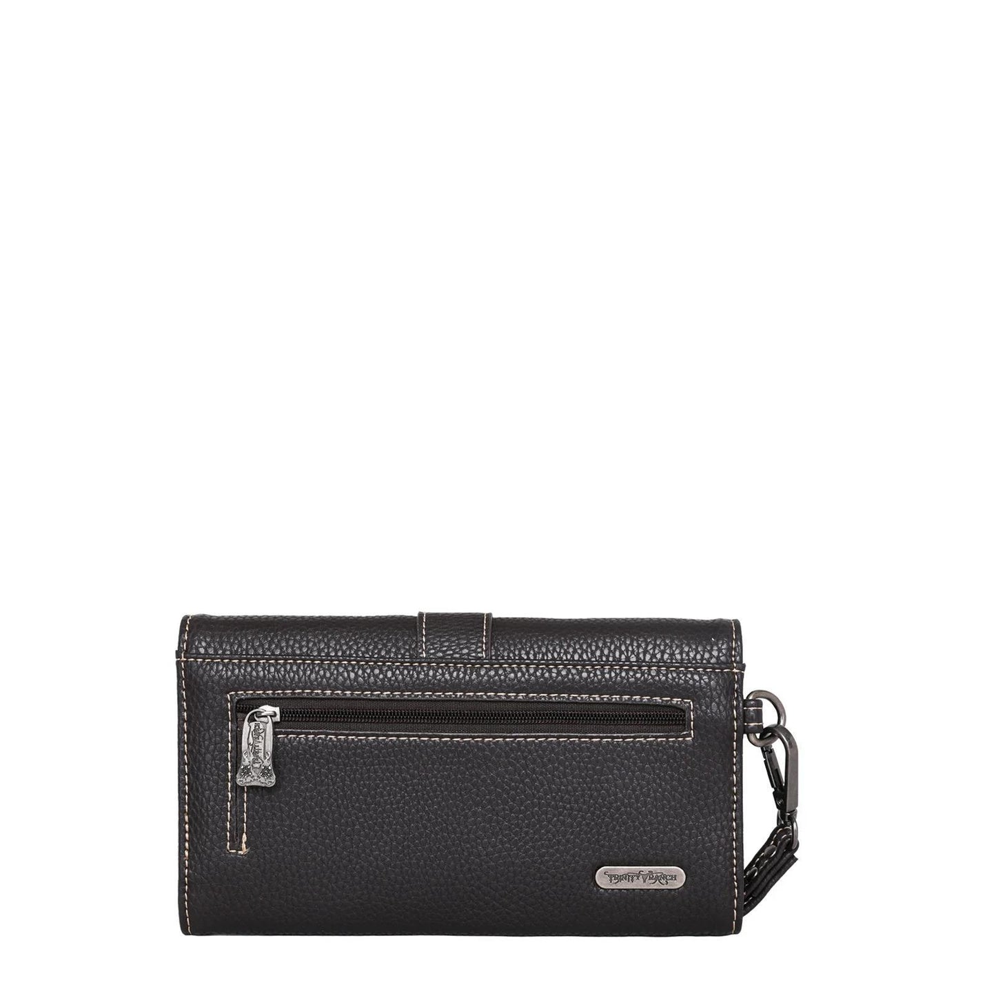 Coffee Trinity Ranch Hair-On Cowhide Buckle Collection Wristlet Wallet - by Montana West