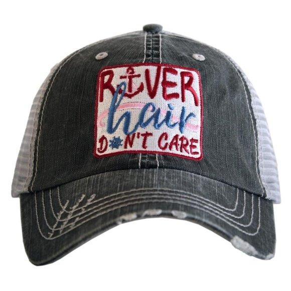 RIVER HAIR DON'T CARE PATCH TRUCKER HAT- BLACK - by Katydid