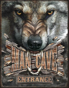 Man Cave - Wolf - Vintage-style Tin Sign