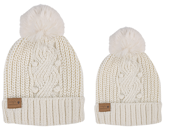 Mommy & Me Simply Beanie - Cream Set - by Simply Southern