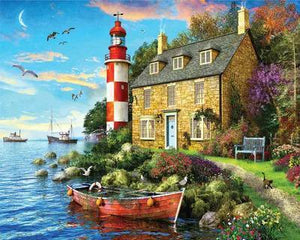 Cottage Lighthouse Puzzle -1000pc - by Springbok - www.HereTodayGoneTomorrow.store