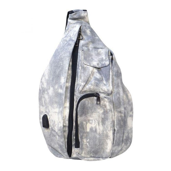 Rucksack Anti-Theft Sling Bag - Gray Tie Dye - by Calla